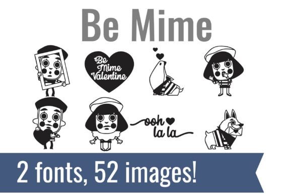Be Mime Dingbats: Whimsical Valentine Font & Graphics