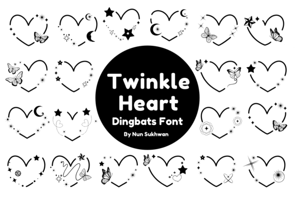Twinkle Heart: A Celestial Dingbats Font for Dreamy Designs